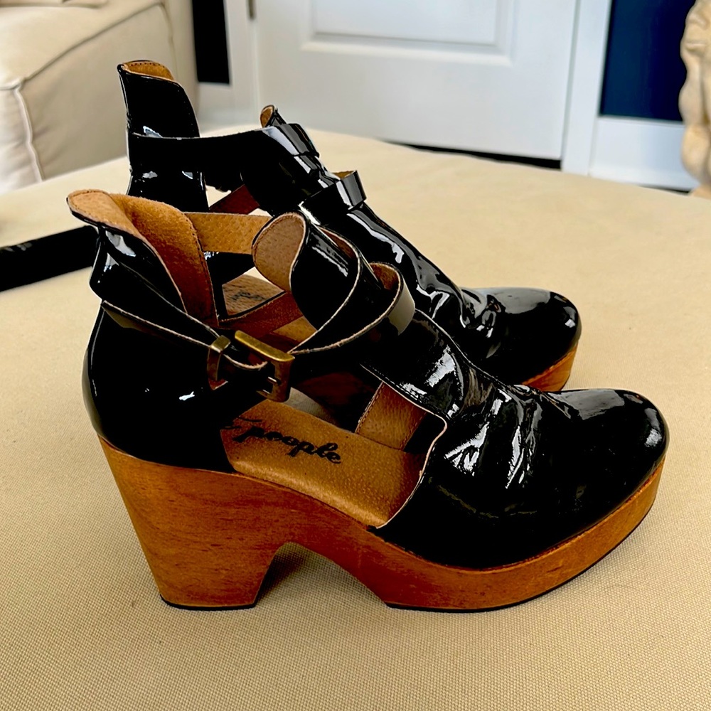 Free People patent leather clogs
